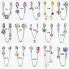 Pink Charm, Murano Glass Beads, Charm Stopper Safety Clip, Silver Charm, Letter Blue Red Rose Gold Charms, Travel Love Mom Heart Dangle charm ★(BUY 1 GET 1 FREE)★