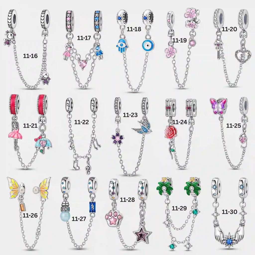 Pink Charm, Murano Glass Beads, Charm Stopper Safety Clip, Silver Charm, Letter Blue Red Rose Gold Charms, Travel Love Mom Heart Dangle charm ★(BUY 1 GET 1 FREE)★