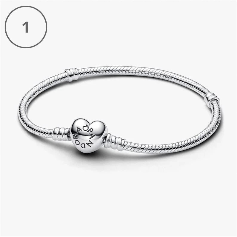 Snake Chain Bracelet Collection – Me Chain, Moments Heart Clasp, Love heart clasp, Crown O Snake chain & Signature I-D Pavé Bangle
