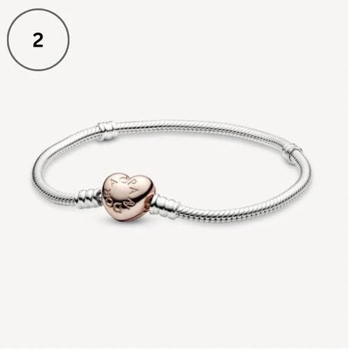 Snake Chain Bracelet Collection – Me Chain, Moments Heart Clasp, Love heart clasp, Crown O Snake chain & Signature I-D Pavé Bangle