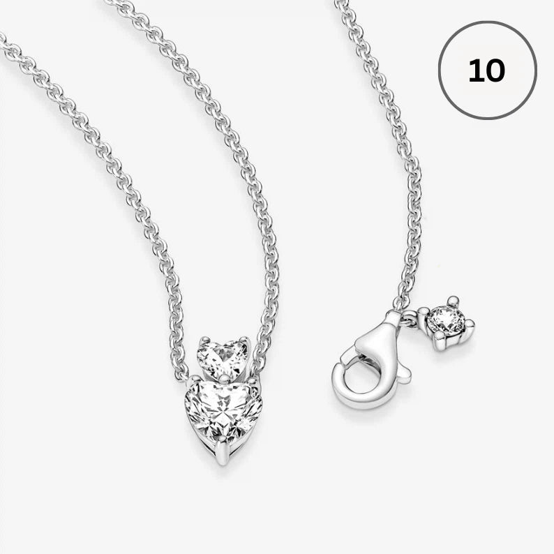 Moments & ME Necklace Collection – Snake Chain, Link Chain, Pearl Charm & Sparkling Heart Halo Pendant Collier