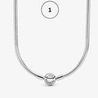 Moments & ME Necklace Collection – Snake Chain, Link Chain, Pearl Charm & Sparkling Heart Halo Pendant Collier