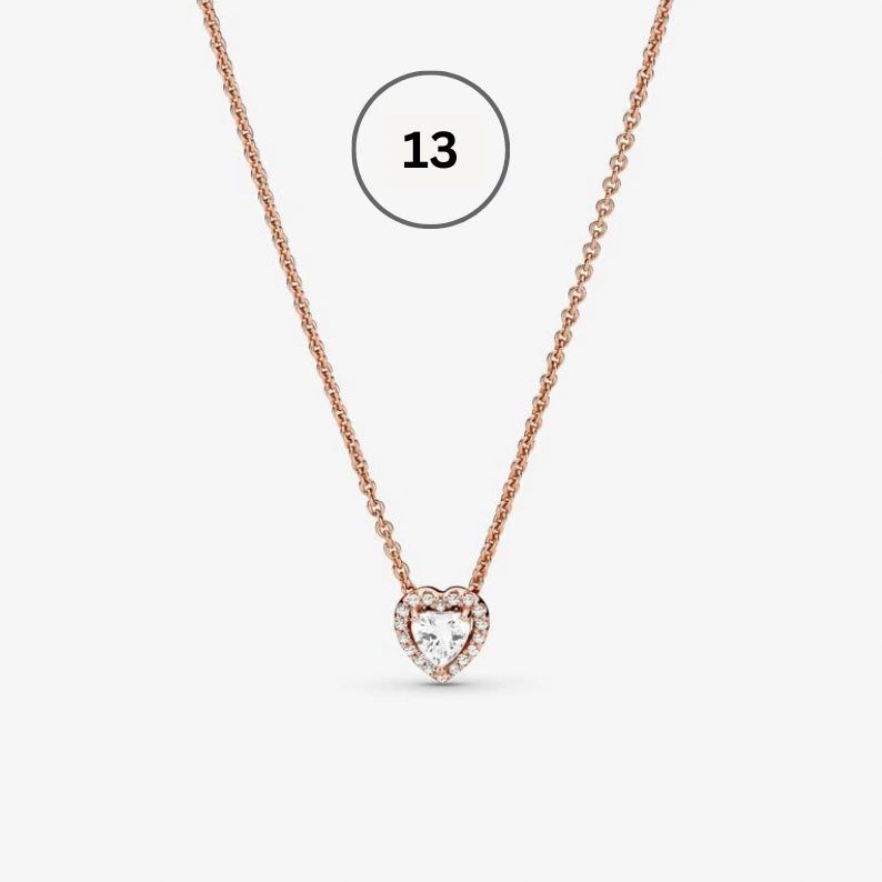 Moments & ME Necklace Collection – Snake Chain, Link Chain, Pearl Charm & Sparkling Heart Halo Pendant Collier