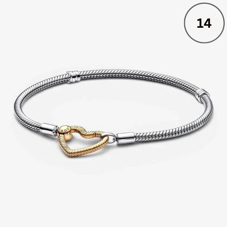 Snake Chain Bracelet Collection – Me Chain, Moments Heart Clasp, Love heart clasp, Crown O Snake chain & Signature I-D Pavé Bangle