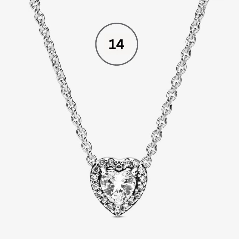Moments & ME Necklace Collection – Snake Chain, Link Chain, Pearl Charm & Sparkling Heart Halo Pendant Collier
