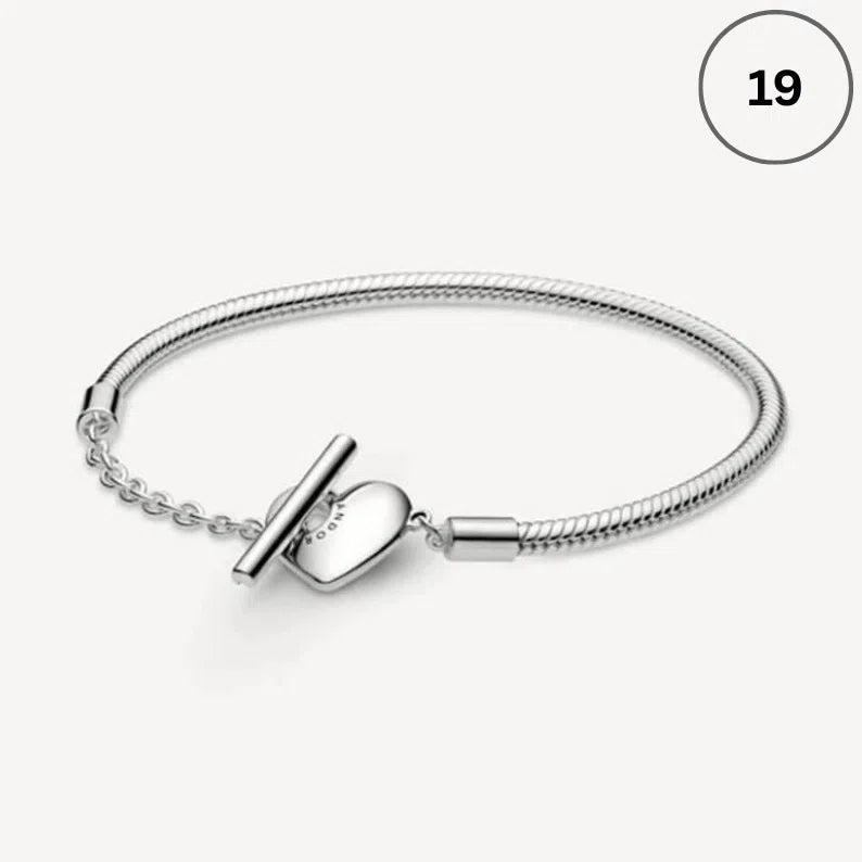 Snake Chain Bracelet Collection – Me Chain, Moments Heart Clasp, Love heart clasp, Crown O Snake chain & Signature I-D Pavé Bangle