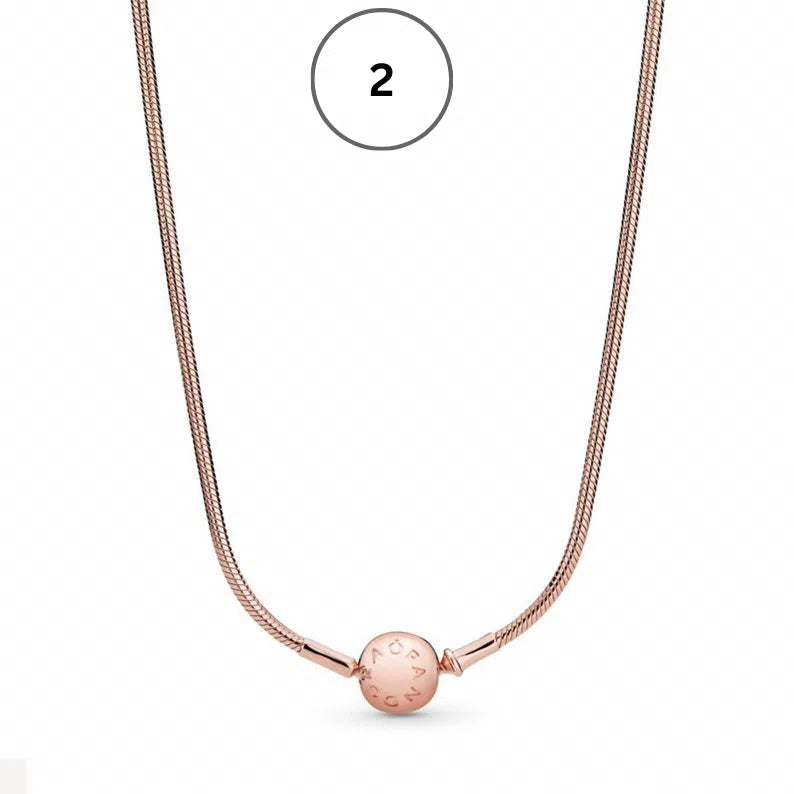 Moments & ME Necklace Collection – Snake Chain, Link Chain, Pearl Charm & Sparkling Heart Halo Pendant Collier