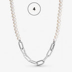 Moments & ME Necklace Collection – Snake Chain, Link Chain, Pearl Charm & Sparkling Heart Halo Pendant Collier