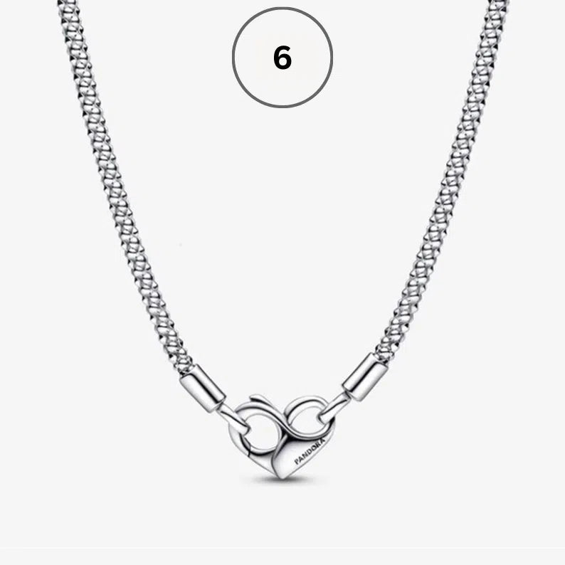 Moments & ME Necklace Collection – Snake Chain, Link Chain, Pearl Charm & Sparkling Heart Halo Pendant Collier