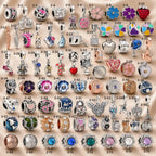 Pink Charm, Murano Glass Beads, Charm Stopper Safety Clip, Silver Charm, Letter Blue Red Rose Gold Charms, Travel Love Mom Heart Dangle charm ★(BUY 1 GET 1 FREE)★