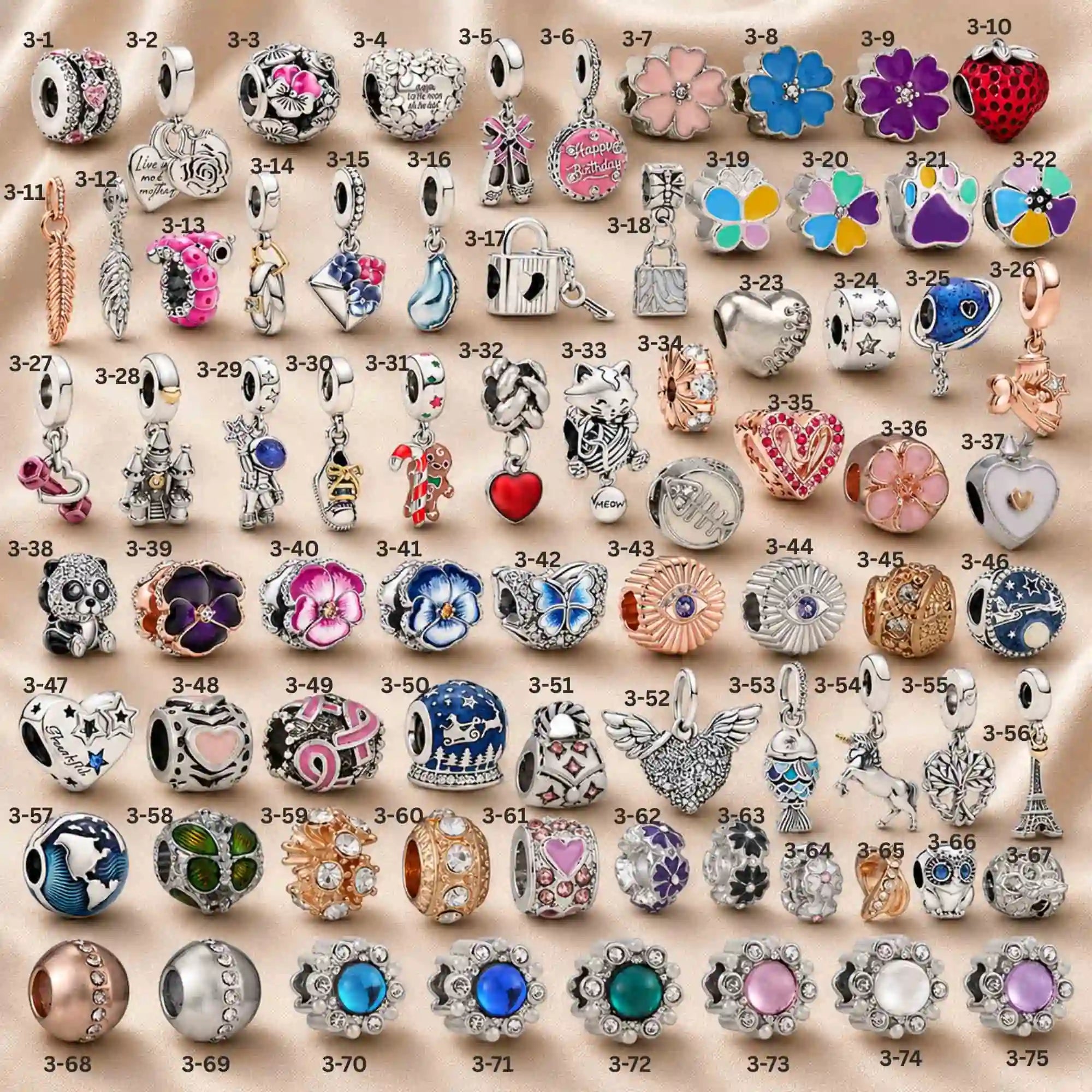 Pink Charm, Murano Glass Beads, Charm Stopper Safety Clip, Silver Charm, Letter Blue Red Rose Gold Charms, Travel Love Mom Heart Dangle charm ★(BUY 1 GET 1 FREE)★