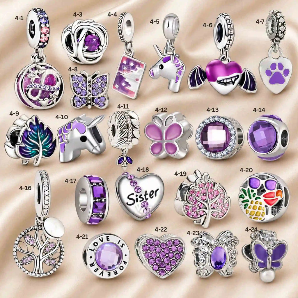Pink Charm, Murano Glass Beads, Charm Stopper Safety Clip, Silver Charm, Letter Blue Red Rose Gold Charms, Travel Love Mom Heart Dangle charm ★(BUY 1 GET 1 FREE)★