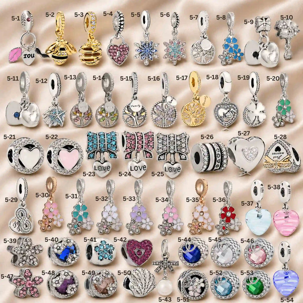 Pink Charm, Murano Glass Beads, Charm Stopper Safety Clip, Silver Charm, Letter Blue Red Rose Gold Charms, Travel Love Mom Heart Dangle charm ★(BUY 1 GET 1 FREE)★
