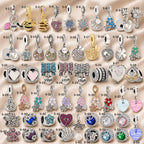 Pink Charm, Murano Glass Beads, Charm Stopper Safety Clip, Silver Charm, Letter Blue Red Rose Gold Charms, Travel Love Mom Heart Dangle charm ★(BUY 1 GET 1 FREE)★