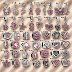 Pink Charm, Murano Glass Beads, Charm Stopper Safety Clip, Silver Charm, Letter Blue Red Rose Gold Charms, Travel Love Mom Heart Dangle charm ★(BUY 1 GET 1 FREE)★