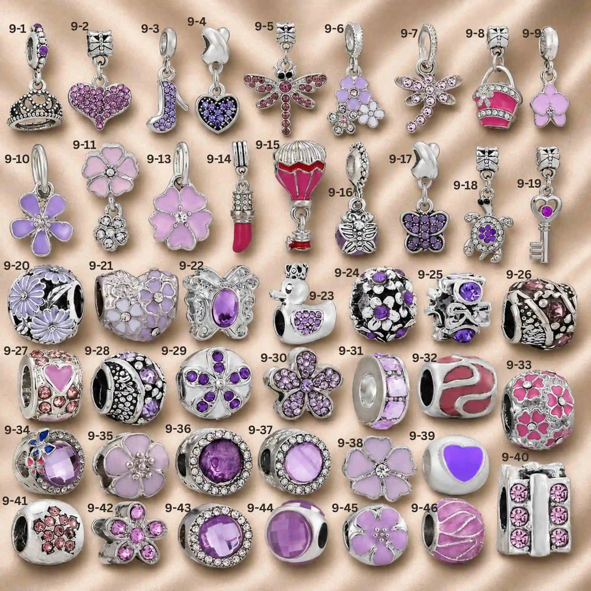 Pink Charm, Murano Glass Beads, Charm Stopper Safety Clip, Silver Charm, Letter Blue Red Rose Gold Charms, Travel Love Mom Heart Dangle charm ★(BUY 1 GET 1 FREE)★