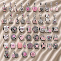 Pink Charm, Murano Glass Beads, Charm Stopper Safety Clip, Silver Charm, Letter Blue Red Rose Gold Charms, Travel Love Mom Heart Dangle charm- (BUY 1 GET 4 FREE)