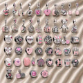 Pink Charm, Murano Glass Beads, Charm Stopper Safety Clip, Silver Charm, Letter Blue Red Rose Gold Charms, Travel Love Mom Heart Dangle charm ★(BUY 1 GET 4 FREE)★