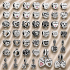 Pink Charm, Murano Glass Beads, Charm Stopper Safety Clip, Silver Charm, Letter Blue Red Rose Gold Charms, Travel Love Mom Heart Dangle charm- (BUY 1 GET 4 FREE)