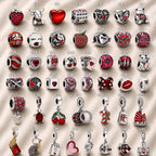 Pink Charm, Murano Glass Beads, Charm Stopper Safety Clip, Silver Charm, Letter Blue Red Rose Gold Charms, Travel Love Mom Heart Dangle charm- (BUY 1 GET 4 FREE)