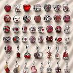 Pink Charm, Murano Glass Beads, Charm Stopper Safety Clip, Silver Charm, Letter Blue Red Rose Gold Charms, Travel Love Mom Heart Dangle charm ★(BUY 1 GET 1 FREE)★