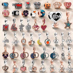Pink Charm, Murano Glass Beads, Charm Stopper Safety Clip, Silver Charm, Letter Blue Red Rose Gold Charms, Travel Love Mom Heart Dangle charm ★(BUY 1 GET 1 FREE)★