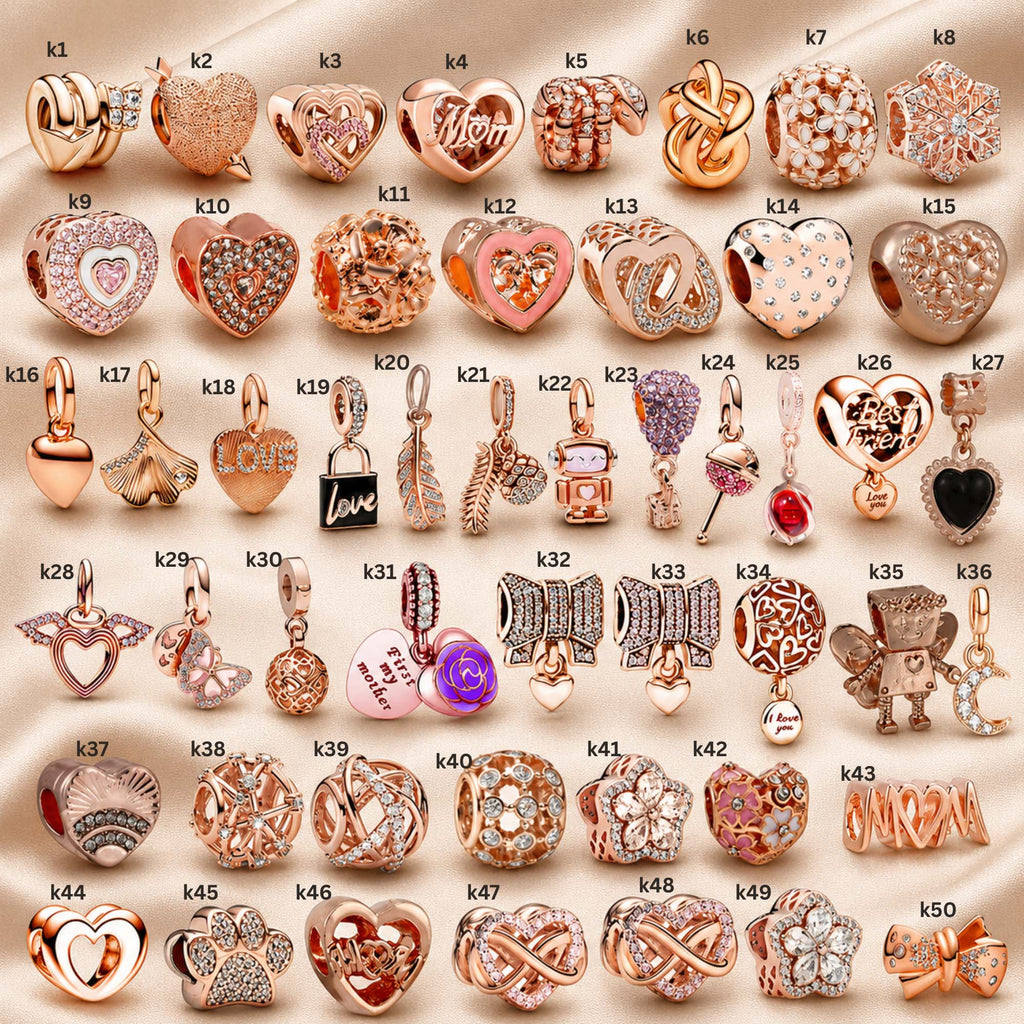 Pink Charm, Murano Glass Beads, Charm Stopper Safety Clip, Silver Charm, Letter Blue Red Rose Gold Charms, Travel Love Mom Heart Dangle charm- (BUY 1 GET 4 FREE)