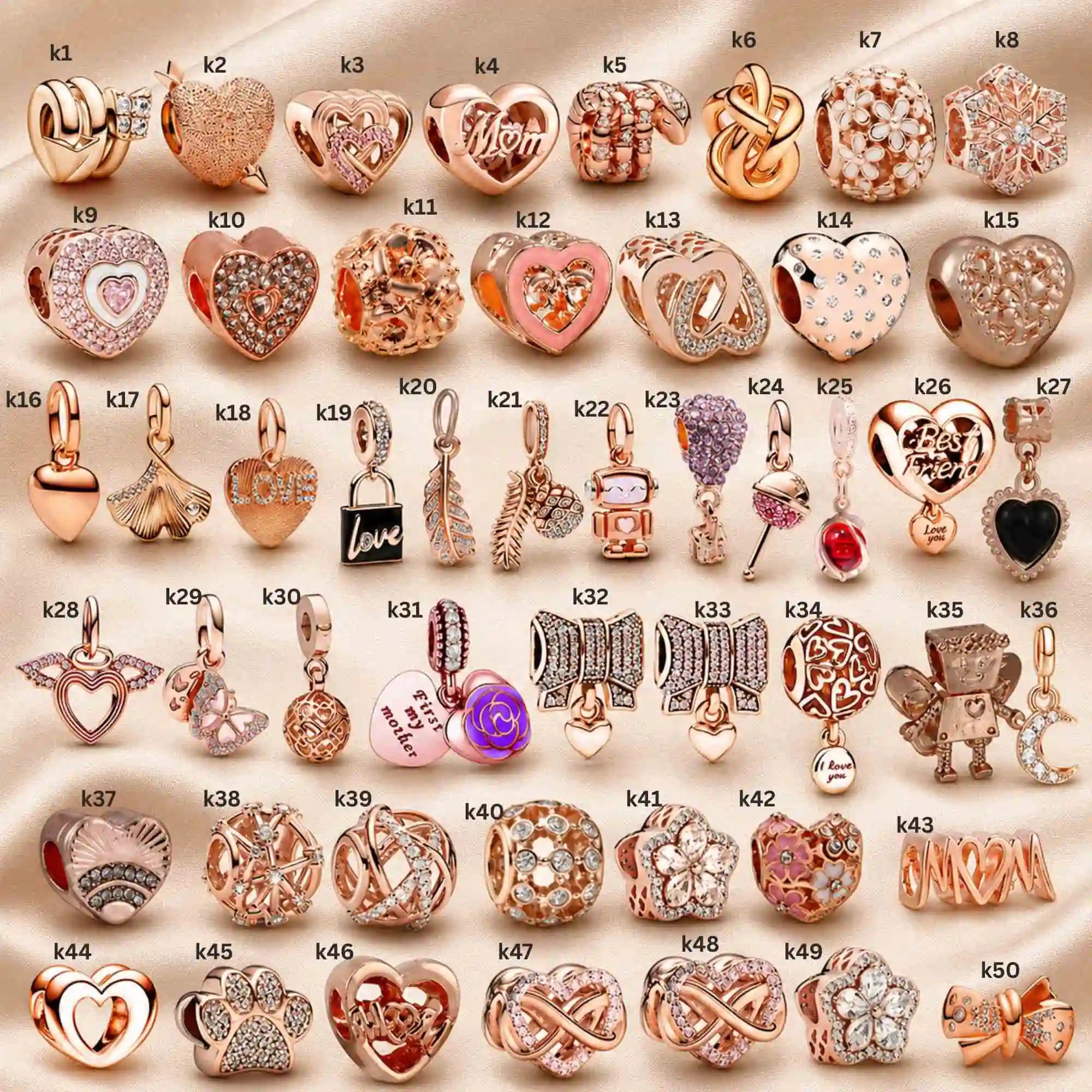 Pink Charm, Murano Glass Beads, Charm Stopper Safety Clip, Silver Charm, Letter Blue Red Rose Gold Charms, Travel Love Mom Heart Dangle charm ★(BUY 1 GET 1 FREE)★