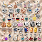 Pink Charm, Murano Glass Beads, Charm Stopper Safety Clip, Silver Charm, Letter Blue Red Rose Gold Charms, Travel Love Mom Heart Dangle charm ★(BUY 1 GET 1 FREE)★