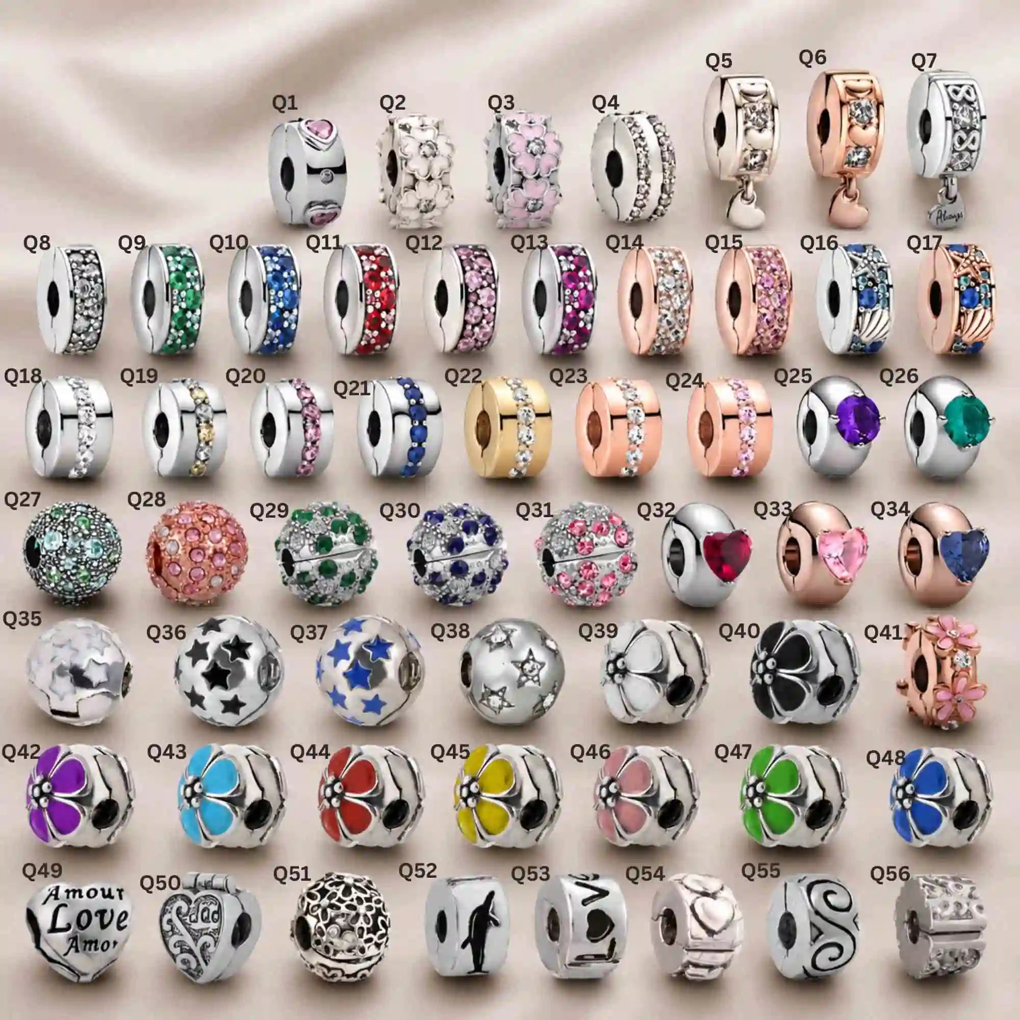 Pink Charm, Murano Glass Beads, Charm Stopper Safety Clip, Silver Charm, Letter Blue Red Rose Gold Charms, Travel Love Mom Heart Dangle charm ★(BUY 1 GET 1 FREE)★