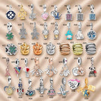Pink Charm, Murano Glass Beads, Charm Stopper Safety Clip, Silver Charm, Letter Blue Red Rose Gold Charms, Travel Love Mom Heart Dangle charm ★(BUY 1 GET 1 FREE)★