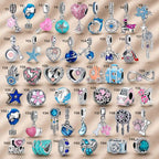 Pink Charm, Murano Glass Beads, Charm Stopper Safety Clip, Silver Charm, Letter Blue Red Rose Gold Charms, Travel Love Mom Heart Dangle charm ★(BUY 1 GET 1 FREE)★
