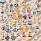 Pink Charm, Murano Glass Beads, Charm Stopper Safety Clip, Silver Charm, Letter Blue Red Rose Gold Charms, Travel Love Mom Heart Dangle charm ★(BUY 1 GET 1 FREE)★