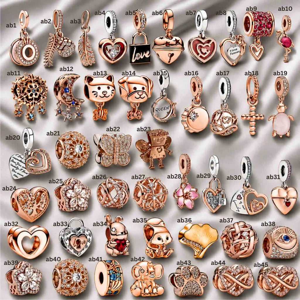 Pink Charm, Murano Glass Beads, Charm Stopper Safety Clip, Silver Charm, Letter Blue Red Rose Gold Charms, Travel Love Mom Heart Dangle charm ★(BUY 1 GET 1 FREE)★