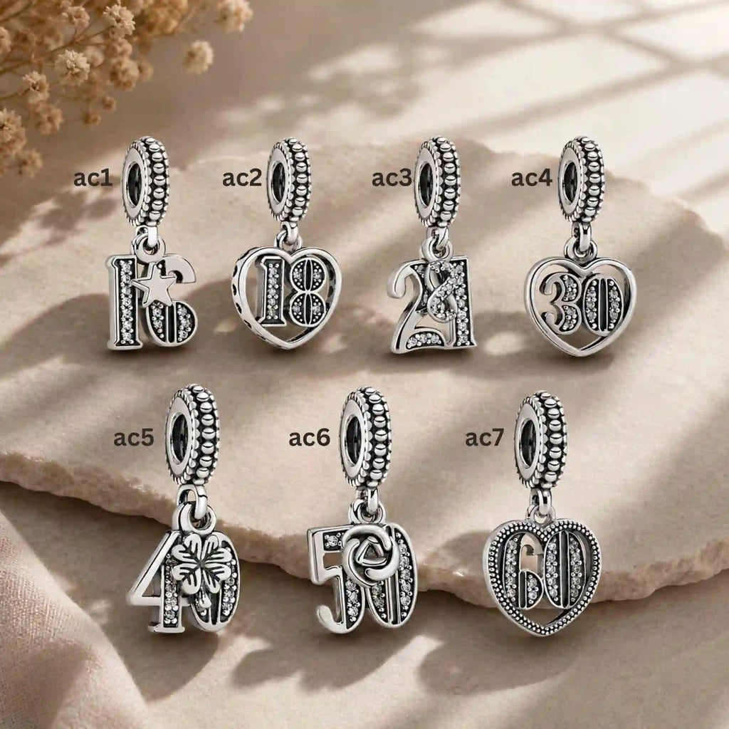 Pink Charm, Murano Glass Beads, Charm Stopper Safety Clip, Silver Charm, Letter Blue Red Rose Gold Charms, Travel Love Mom Heart Dangle charm ★(BUY 1 GET 1 FREE)★