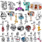 Pink Charm, Murano Glass Beads, Charm Stopper Safety Clip, Silver Charm, Letter Blue Red Rose Gold Charms, Travel Love Mom Heart Dangle charm ★(BUY 1 GET 1 FREE)★