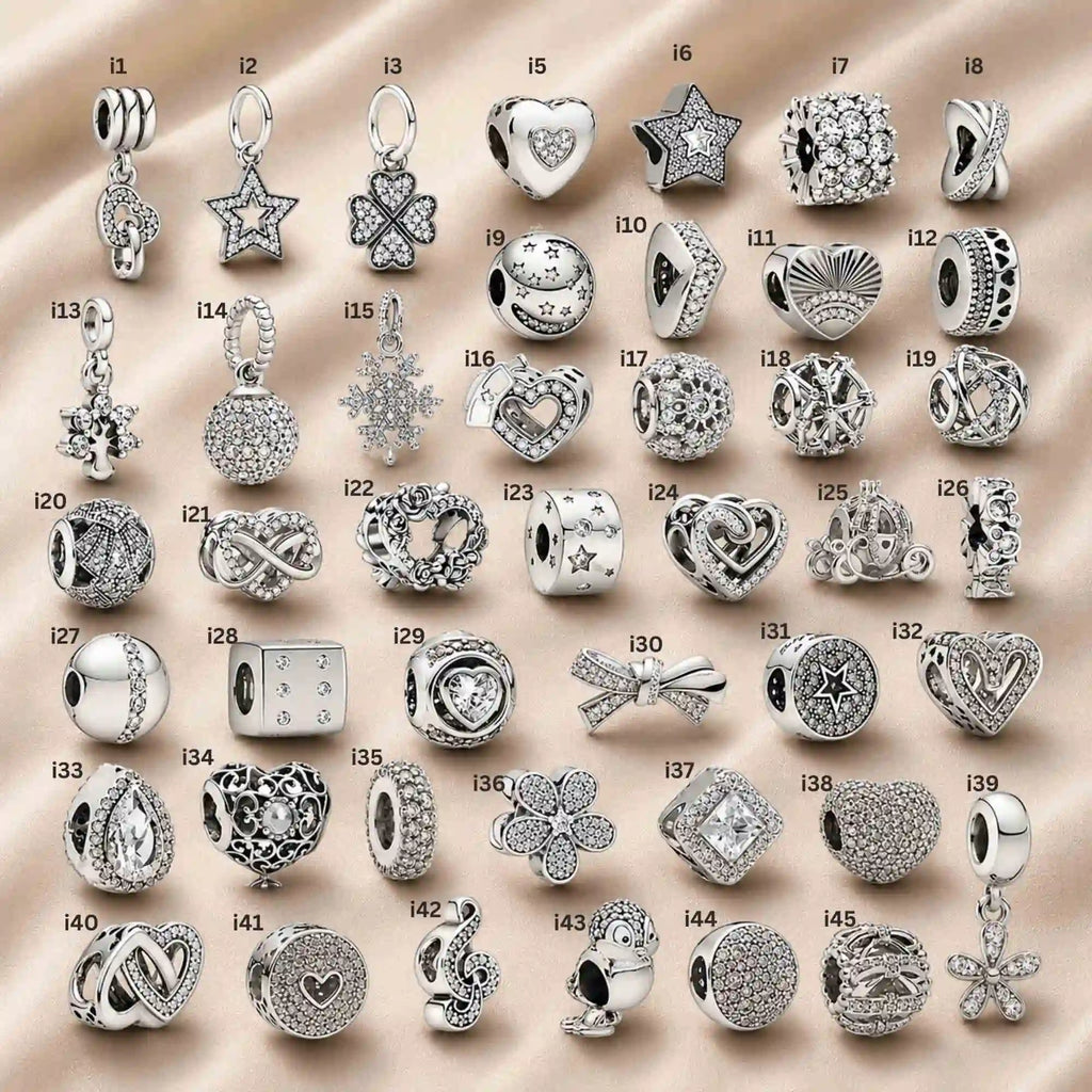 Pink Charm, Murano Glass Beads, Charm Stopper Safety Clip, Silver Charm, Letter Blue Red Rose Gold Charms, Travel Love Mom Heart Dangle charm ★(BUY 1 GET 1 FREE)★