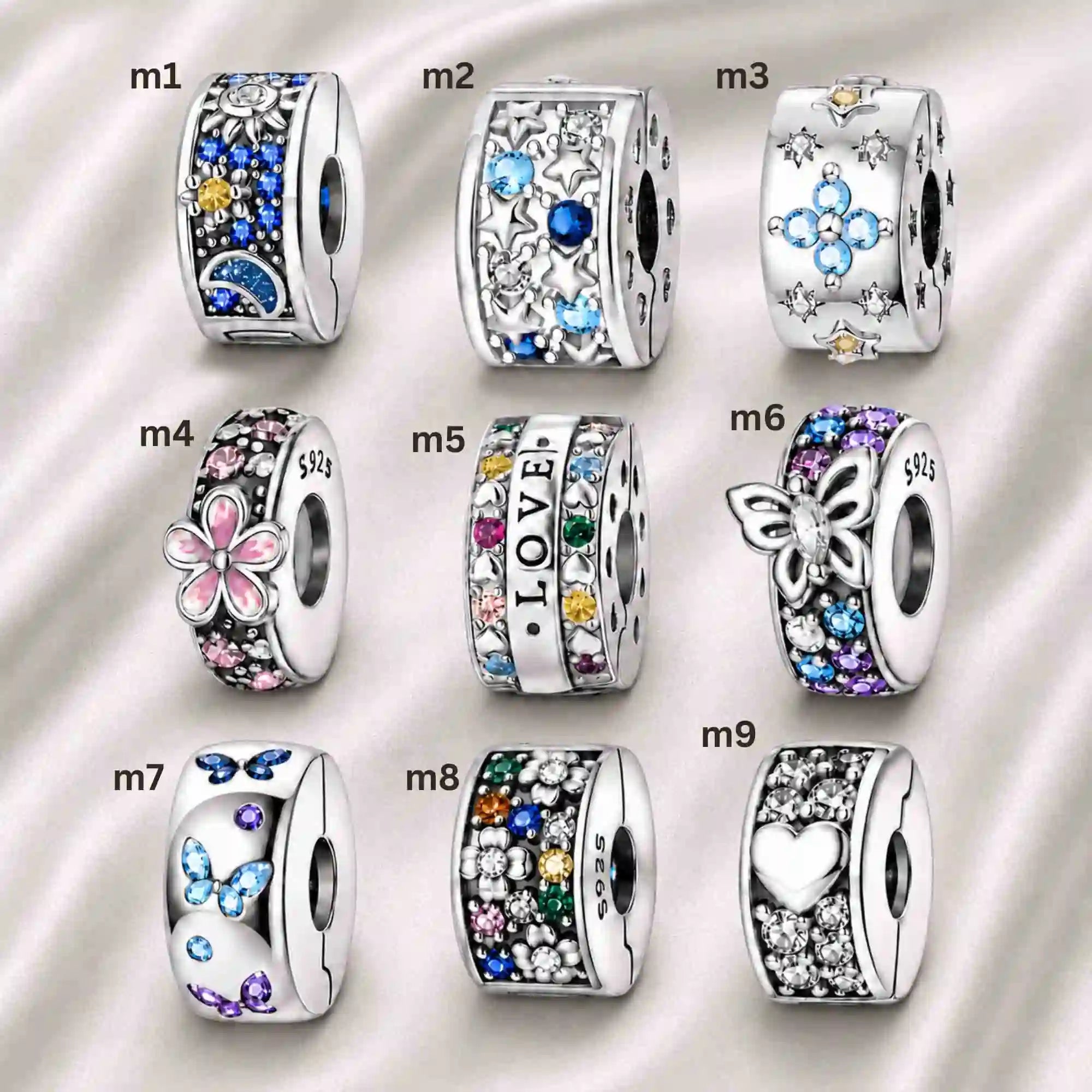 Pink Charm, Murano Glass Beads, Charm Stopper Safety Clip, Silver Charm, Letter Blue Red Rose Gold Charms, Travel Love Mom Heart Dangle charm ★(BUY 1 GET 1 FREE)★
