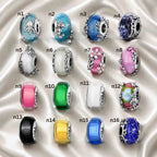 Pink Charm, Murano Glass Beads, Charm Stopper Safety Clip, Silver Charm, Letter Blue Red Rose Gold Charms, Travel Love Mom Heart Dangle charm ★(BUY 1 GET 1 FREE)★